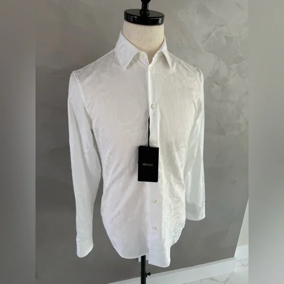Versace Barocco Jacquard Long Sleeve Shirt Size 37 IT. PRISTINE CONDITION - Picture 10 of 16